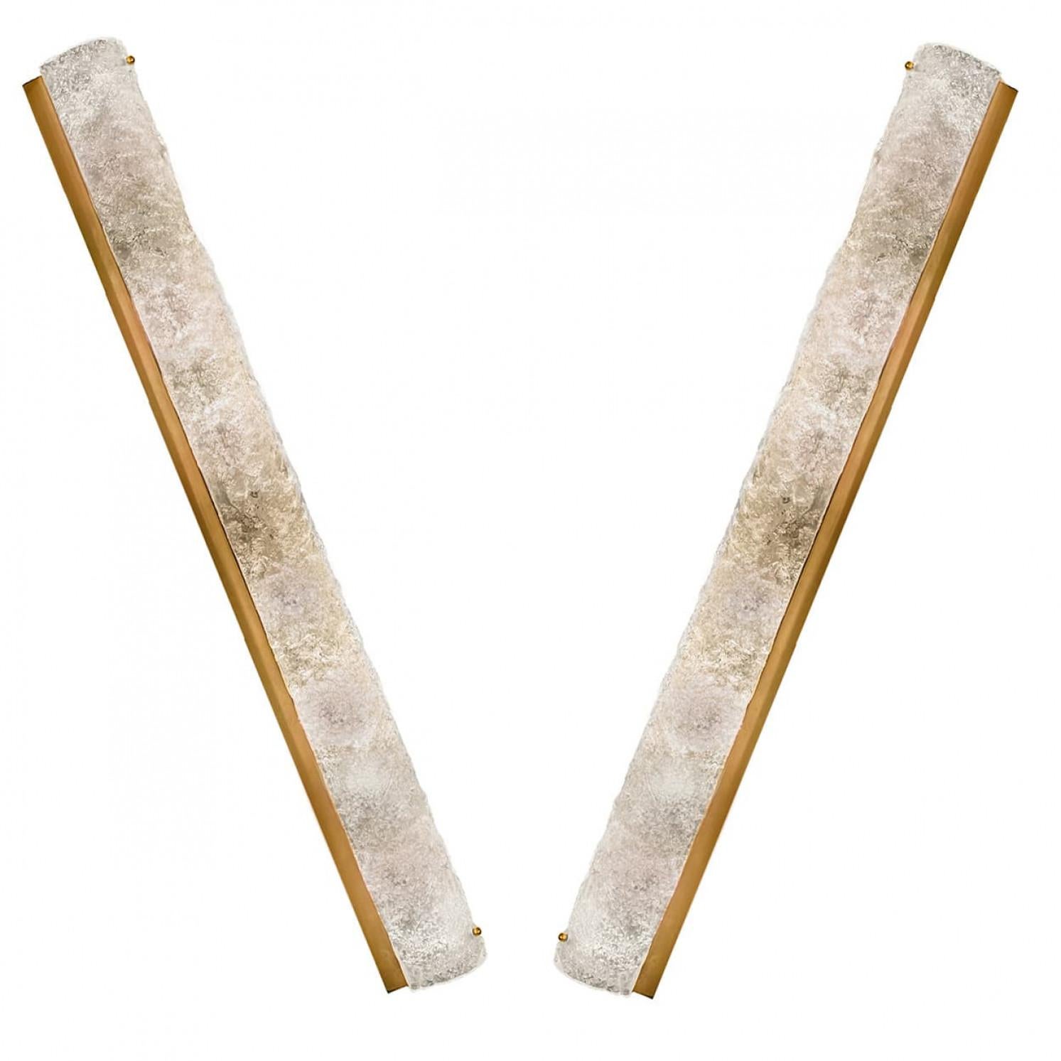 1 de los 4 apliques de cristal de hielo con latón de Hillebrand, Alemania, 1960 Otro