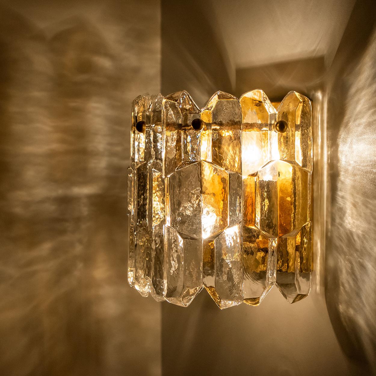 1 of the 4 J.T. Kalmar 'Palazzo' Wall Light Fixtures Gilt Brass and Glass 5