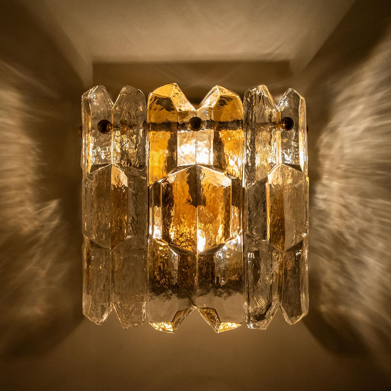 1 of the 4 J.T. Kalmar 'Palazzo' Wall Light Fixtures Gilt Brass and Glass 6