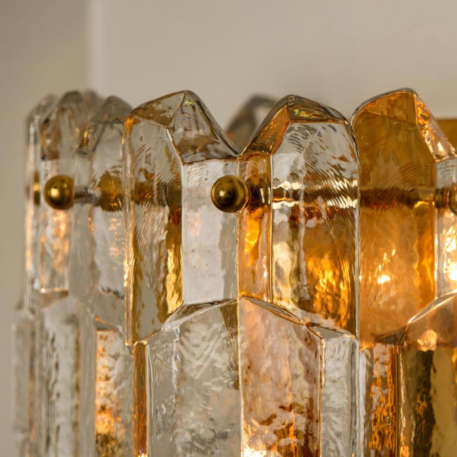Gold Plate 1 of the 4 J.T. Kalmar 'Palazzo' Wall Light Fixtures Gilt Brass and Glass For Sale