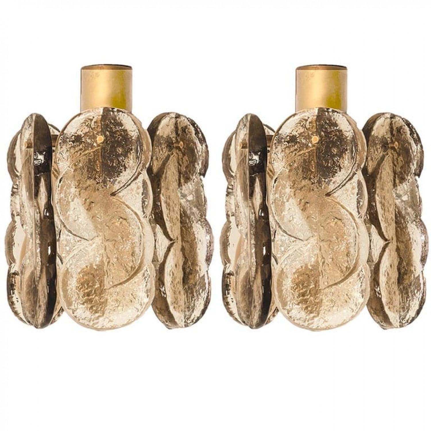 1 of the 4 Kalmar Citrus Swirl Ice Glass Wall Lights, Austria, 1969 For Sale 6