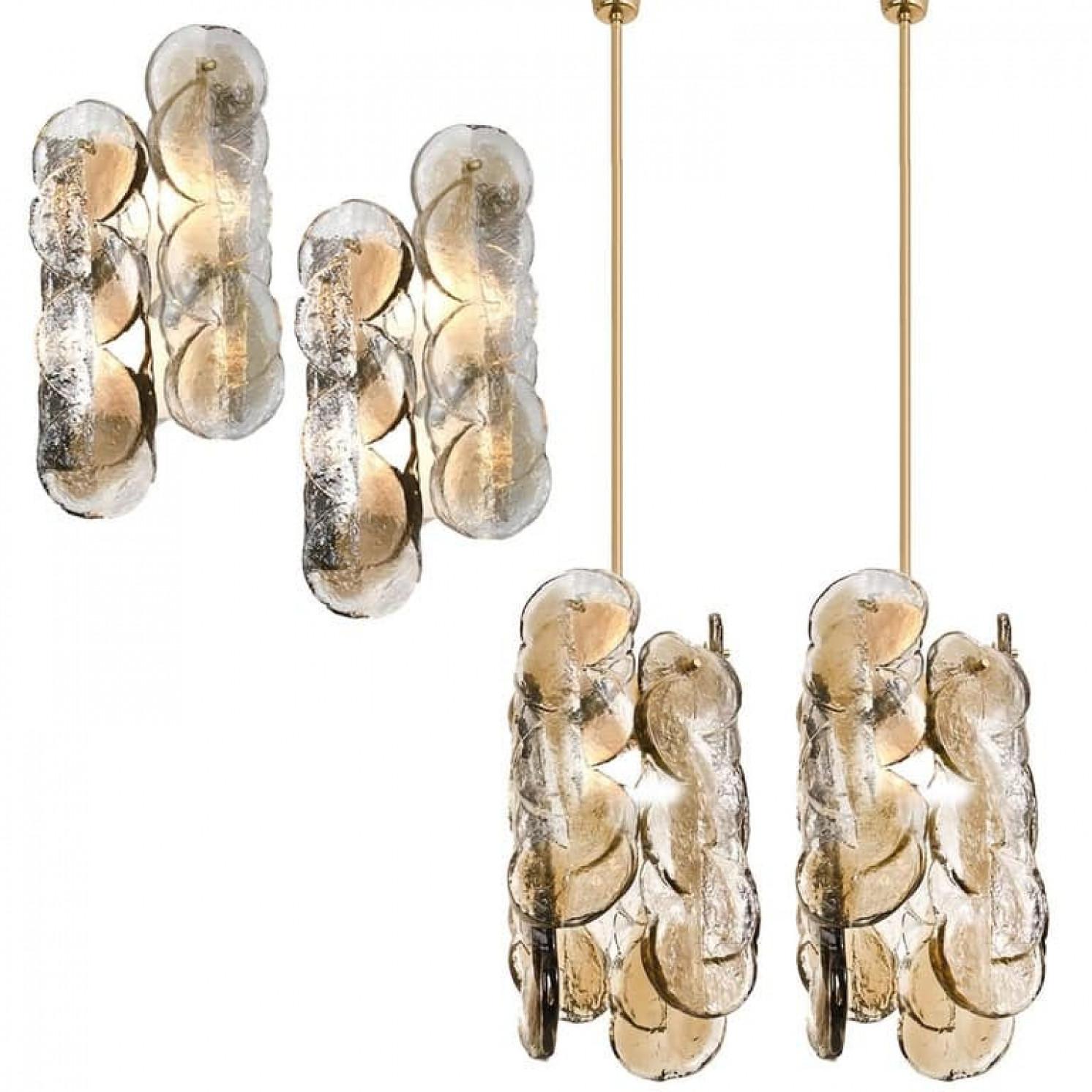 1 of the 4 Kalmar Citrus Swirl Ice Glass Wall Lights, Austria, 1969 For Sale 7