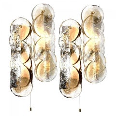 1 of the 4 Kalmar Citrus Swirl Ice Glass Wall Lights, Austria, 1969