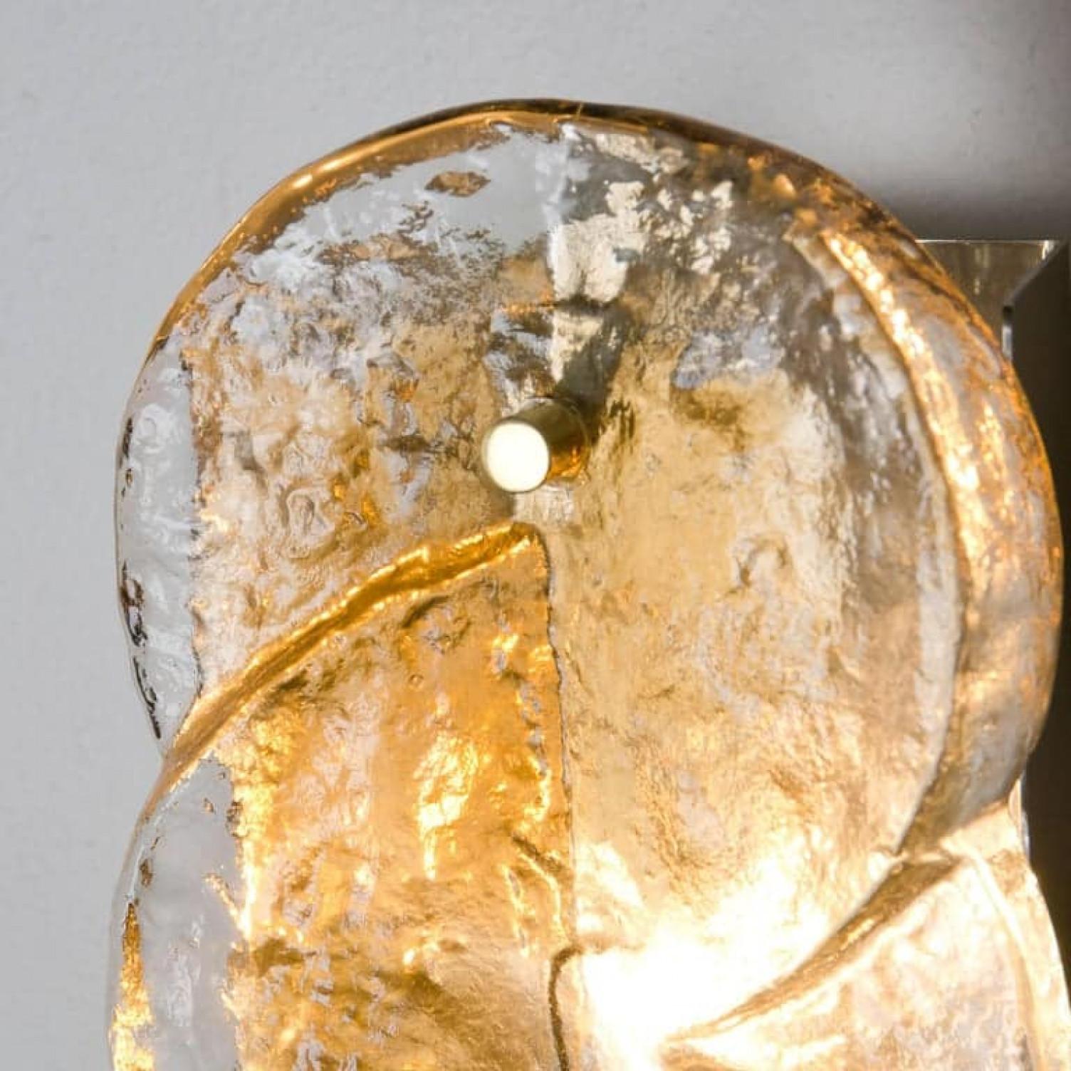 1 de los 4 apliques Kalmar Citrus Swirl Ice Glass, Austria, 1969 en Bueno estado para la venta en Rijssen, NL
