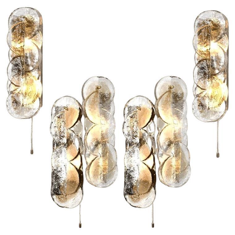 1 dei 4 Kalmar Citrus Swirl Ice Glass Wall Lights, Austria, 1969