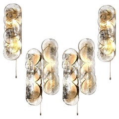 1 of the 4 Kalmar Citrus Swirl Ice Glass Wall Lights, Austria, 1969