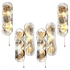 1 of the 4 Kalmar Citrus Swirl Ice Glass Wall Lights, Austria, 1969