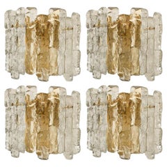 1 of the 4 Kalmar Ice Glass Wall Sconces by J.T. Kalmar, Austria, 1970s