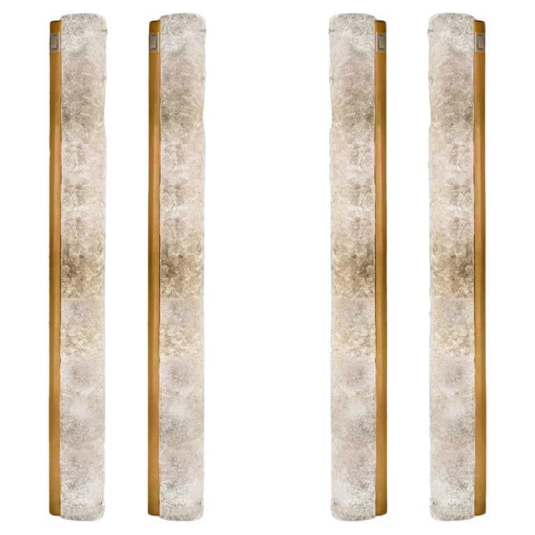 1 of the 4 Large Blown Murano Glass and Brass Wall Lights by Hillebrand