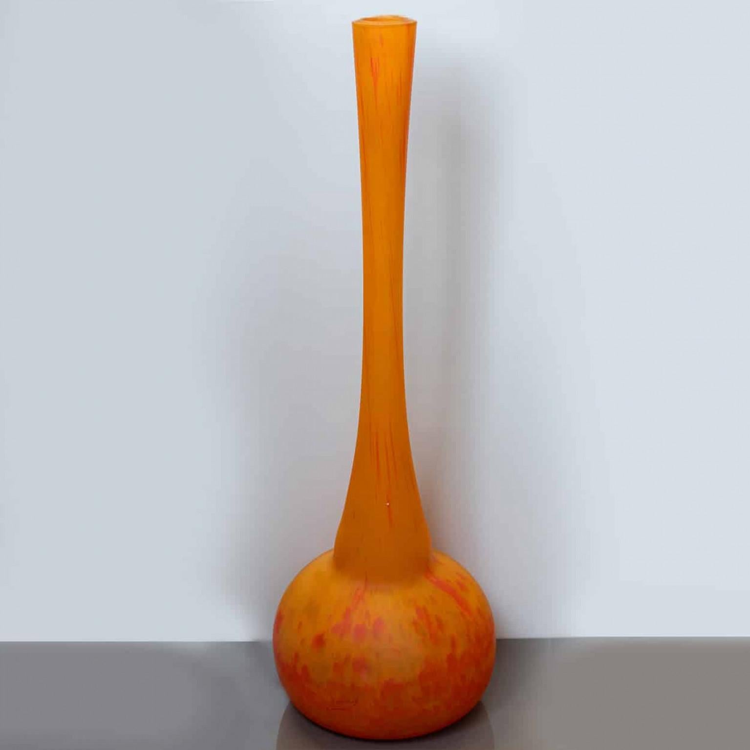 1 of the 4 Large Daum Soliflore Vases, Orange Pâte de Verre, France im Angebot 2