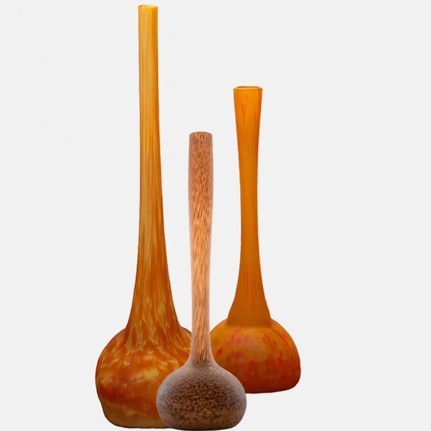 1 of the 4 Large Daum Soliflore Vases, Orange Pâte de Verre, France (Art nouveau) im Angebot