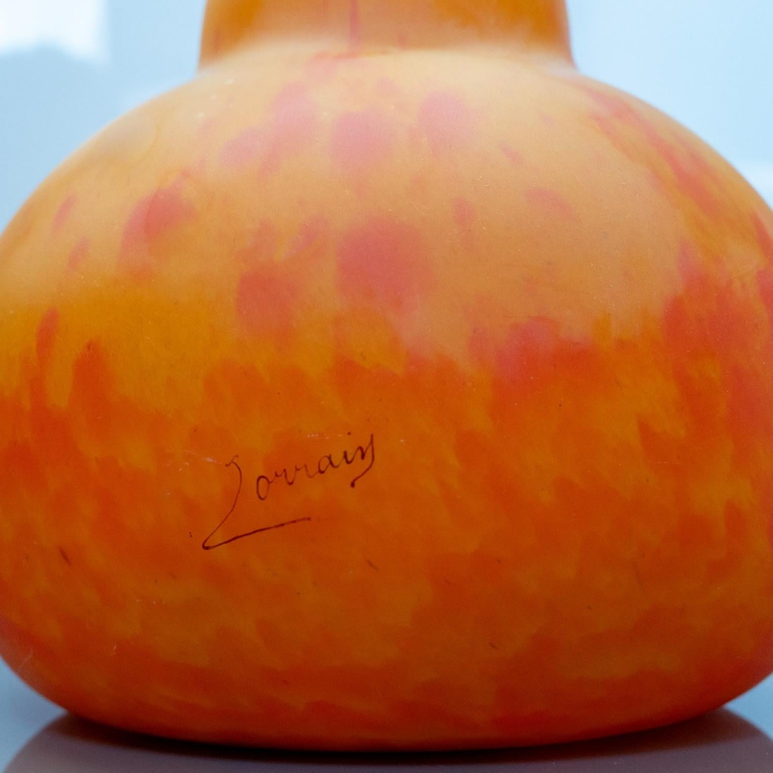1 of the 4 Large Daum Soliflore Vases, Orange Pâte de Verre, France (Sonstiges) im Angebot