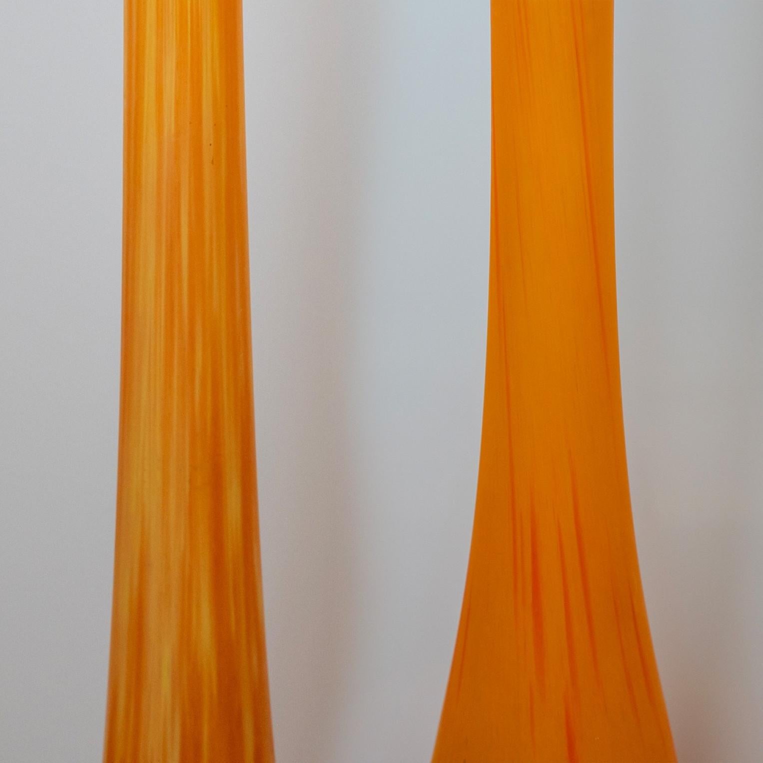 1 de los 4 Grandes Jarrones Daum Soliflore, Naranja Pâte de Verre, Francia finales del siglo XX