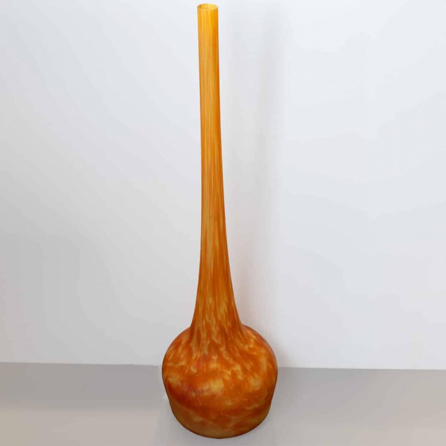 1 of the 4 Large Daum Soliflore Vases, Orange Pâte de Verre, France im Angebot 1