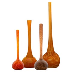 1 of the 4 Large Daum Soliflore Vases, Orange Pâte de Verre, France