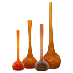 1 of the 4 Large Daum Soliflore Vases, Orange Pâte de Verre, France