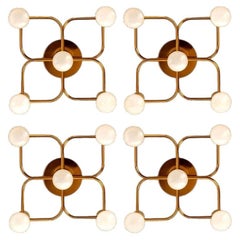 1 of the 4 Leola Sculptural Brass 5-Light Ceiling or Wall Flush Mount, 1970s