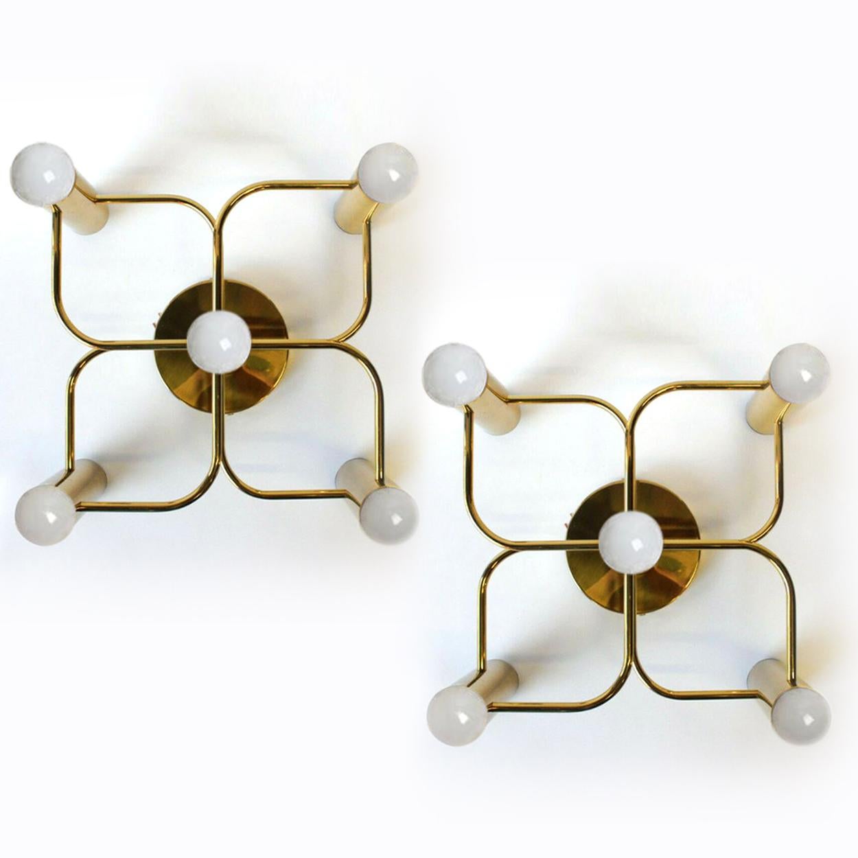 1 of the 4 Leola Sculptural Brass 5-Light Ceiling or Wall Flushmount, 1970s 3