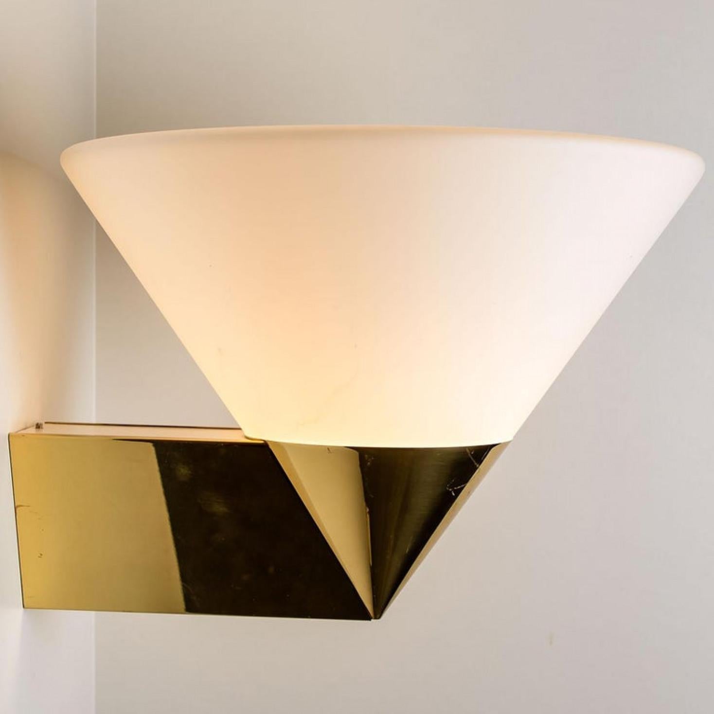 Metal 1 of the 4 Modern Wall Lamps by Glashütte Limburg, 1970 For Sale