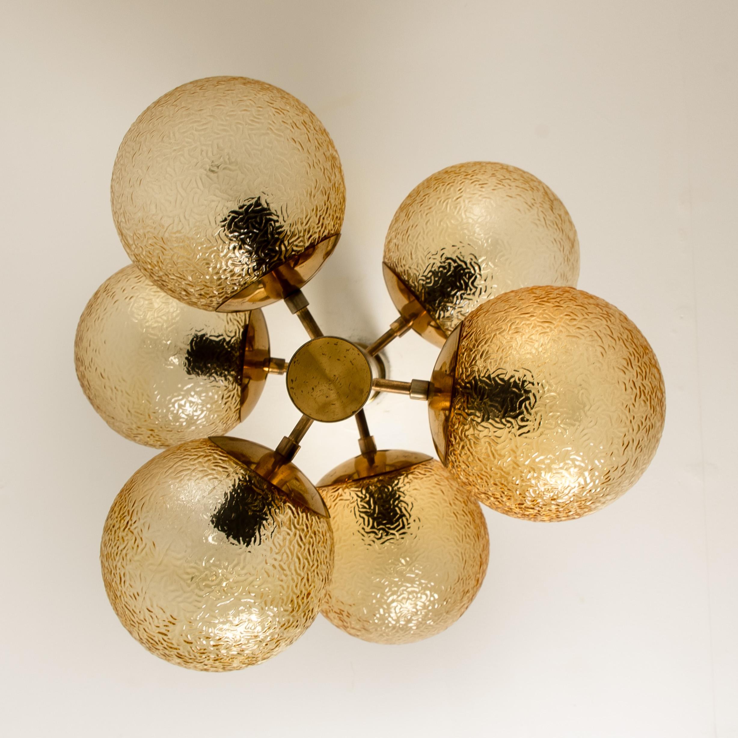 1 of the 4 Molecular Wall Lights with Amber Glass Globes, 1960s 6