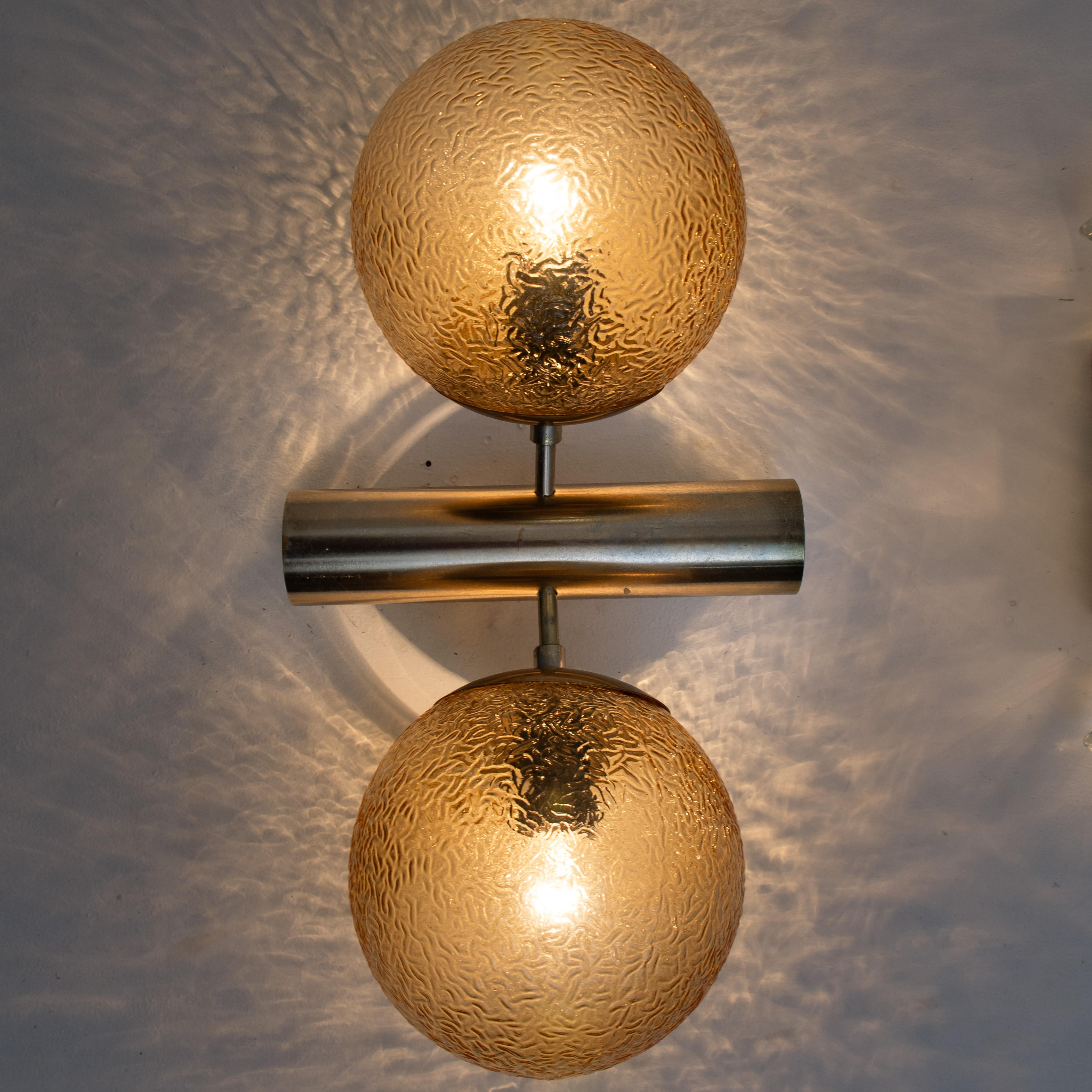 20th Century 1 of the 4 Molecular Wall Lights with Amber Glass Globes, 1960s