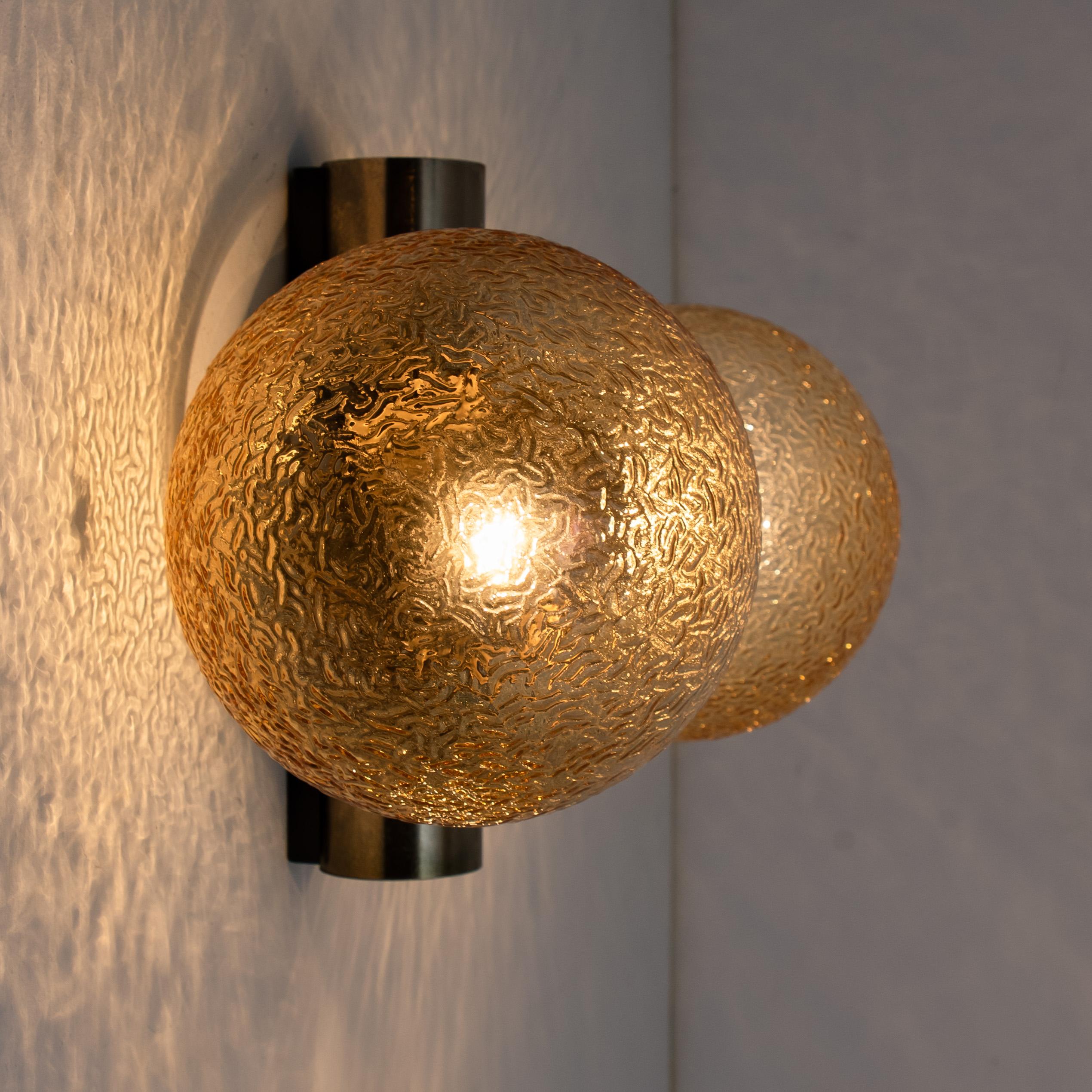 1 of the 4 Molecular Wall Lights with Amber Glass Globes, 1960s 1