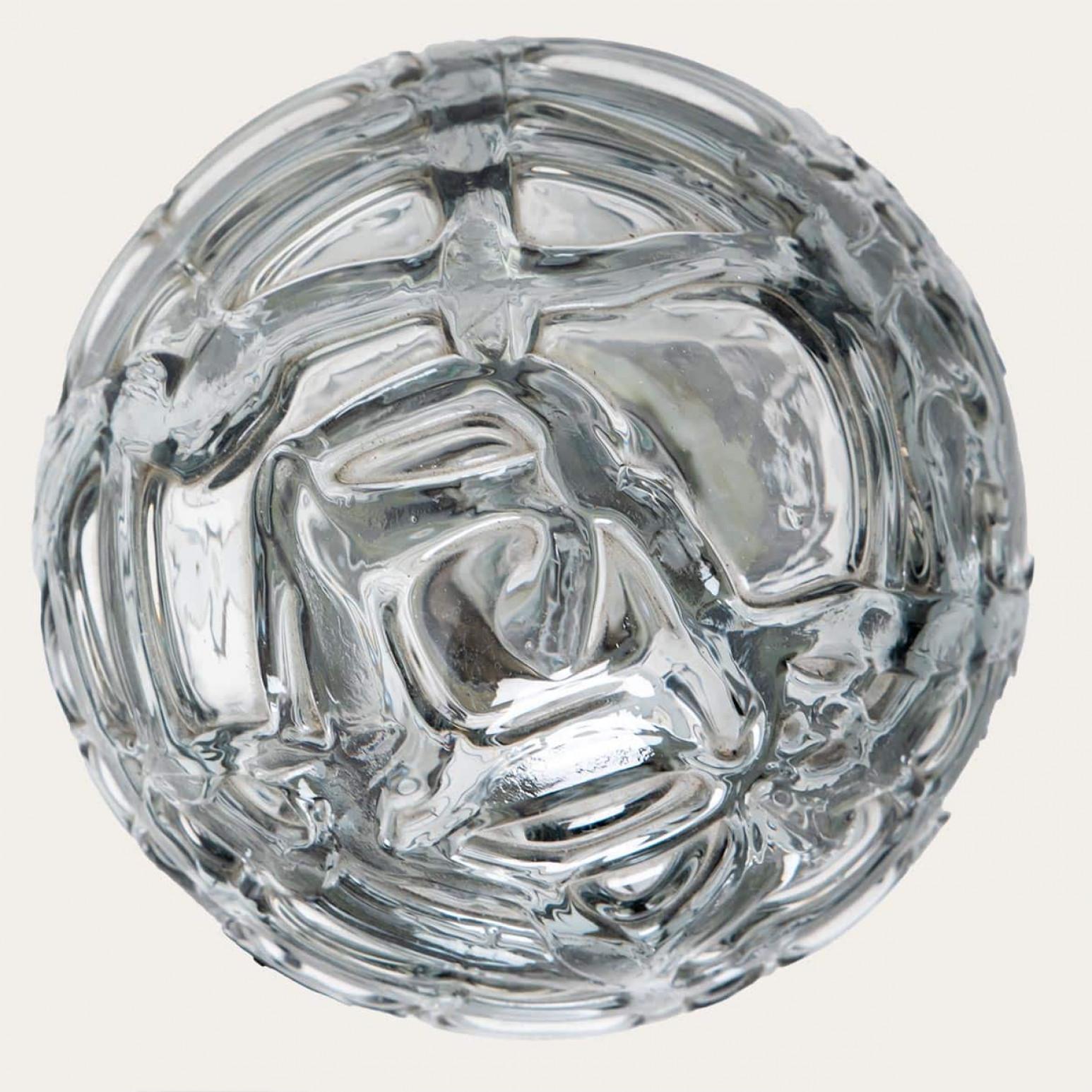 1 of the 4 Murano Glass and Chrome Flush Wall Lights by Doria, Germany 1970 in vendita 2