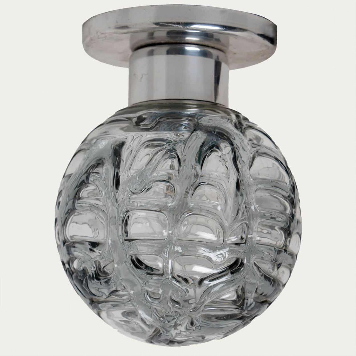 1 of the 4 Murano Glass and Chrome Flush Wall Lights by Doria, Germany 1970 in vendita 1