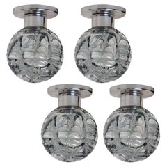 1 der 4 Murano Glass and Chrome Flush Wall Lights von Doria, Deutschland 1970