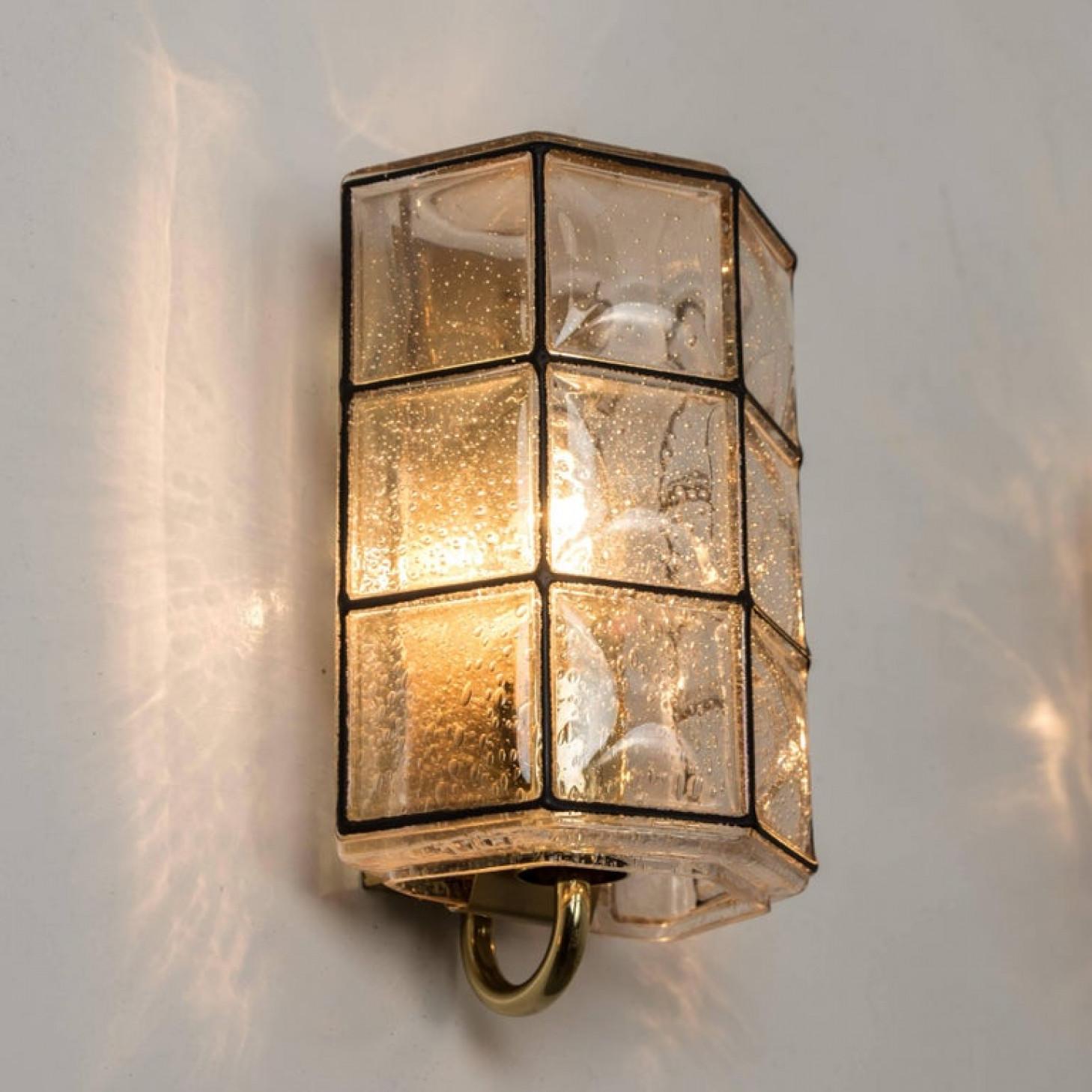 1 of the 4 of Iron and Bubble Glass Sconces Wall Lamps by Limburg Germany, 1960 For Sale 4