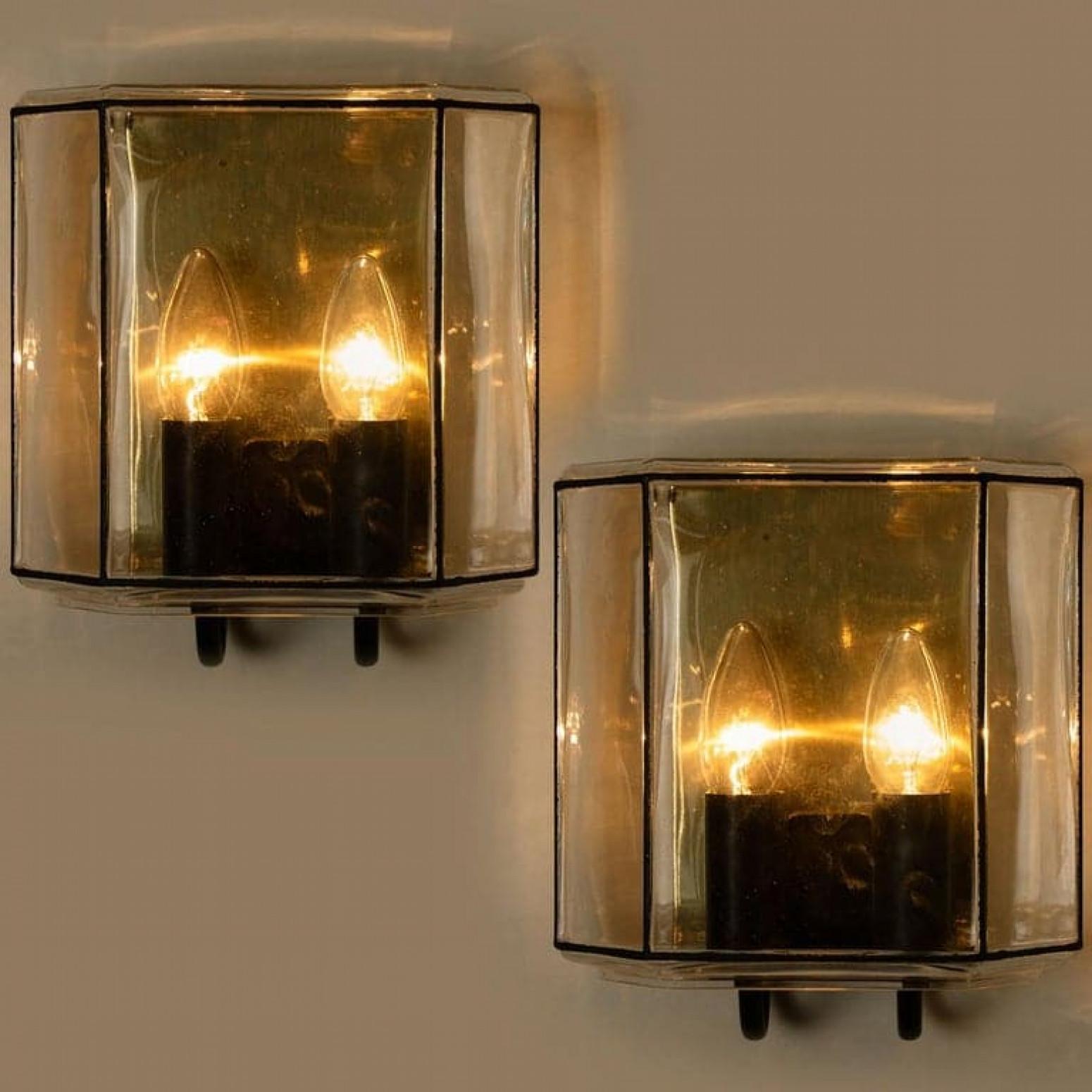 1 of the 4 of Iron and Bubble Glass Sconces Wall Lamps by Limburg, Germany, 1960 For Sale 6