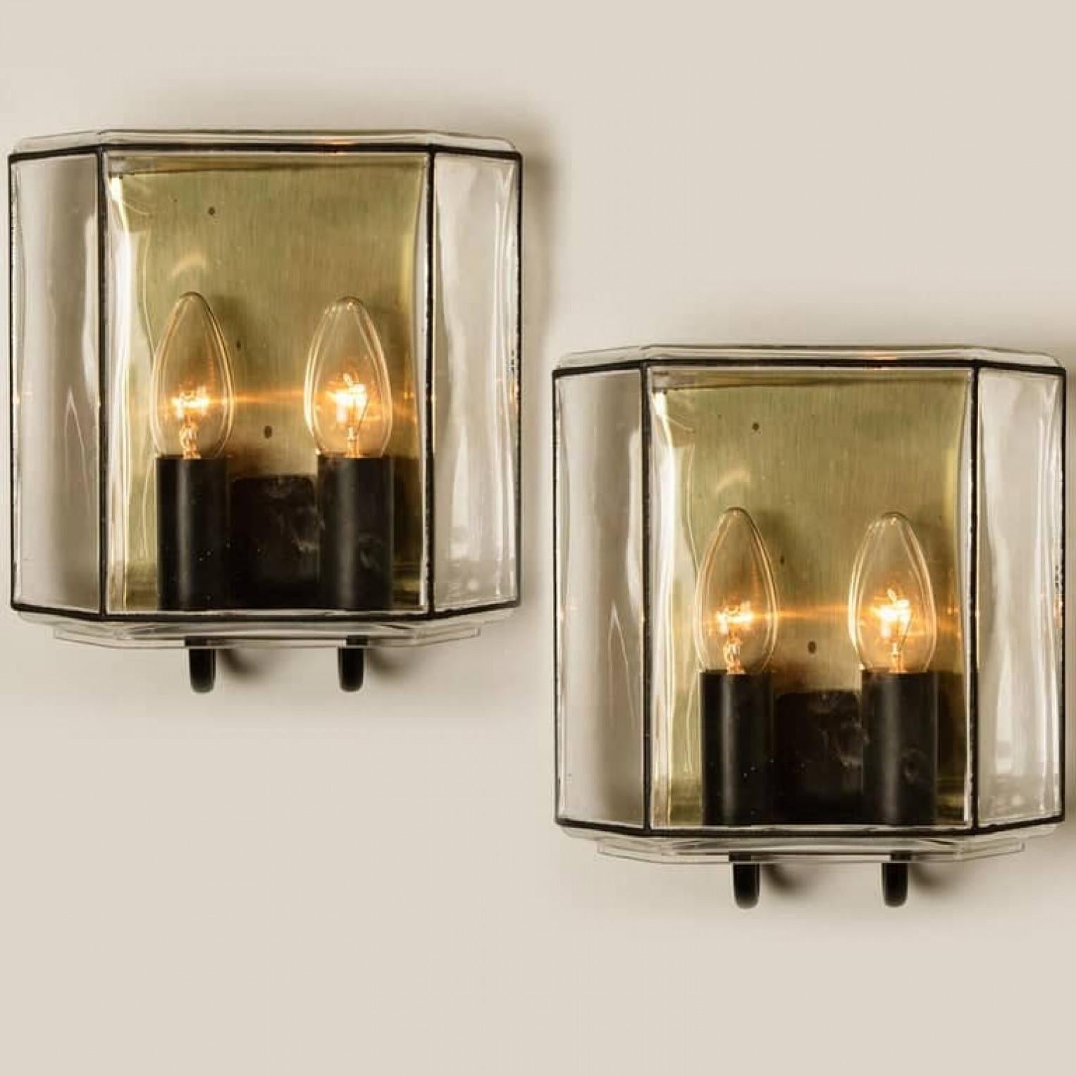 1 of the 4 of Iron and Bubble Glass Sconces Wall Lamps by Limburg, Germany, 1960 For Sale 7