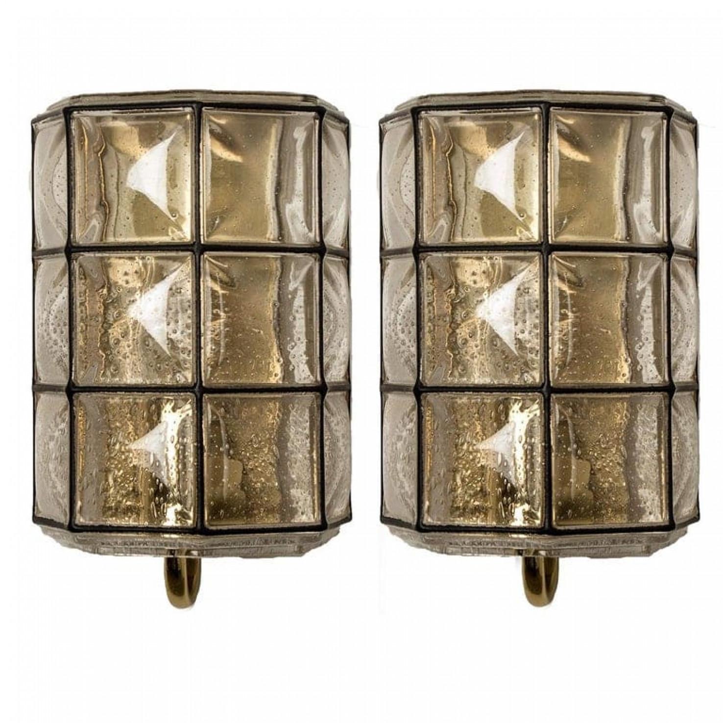 1 of the 4 of Iron and Bubble Glass Sconces Wall Lamps by Limburg Germany, 1960 For Sale 10