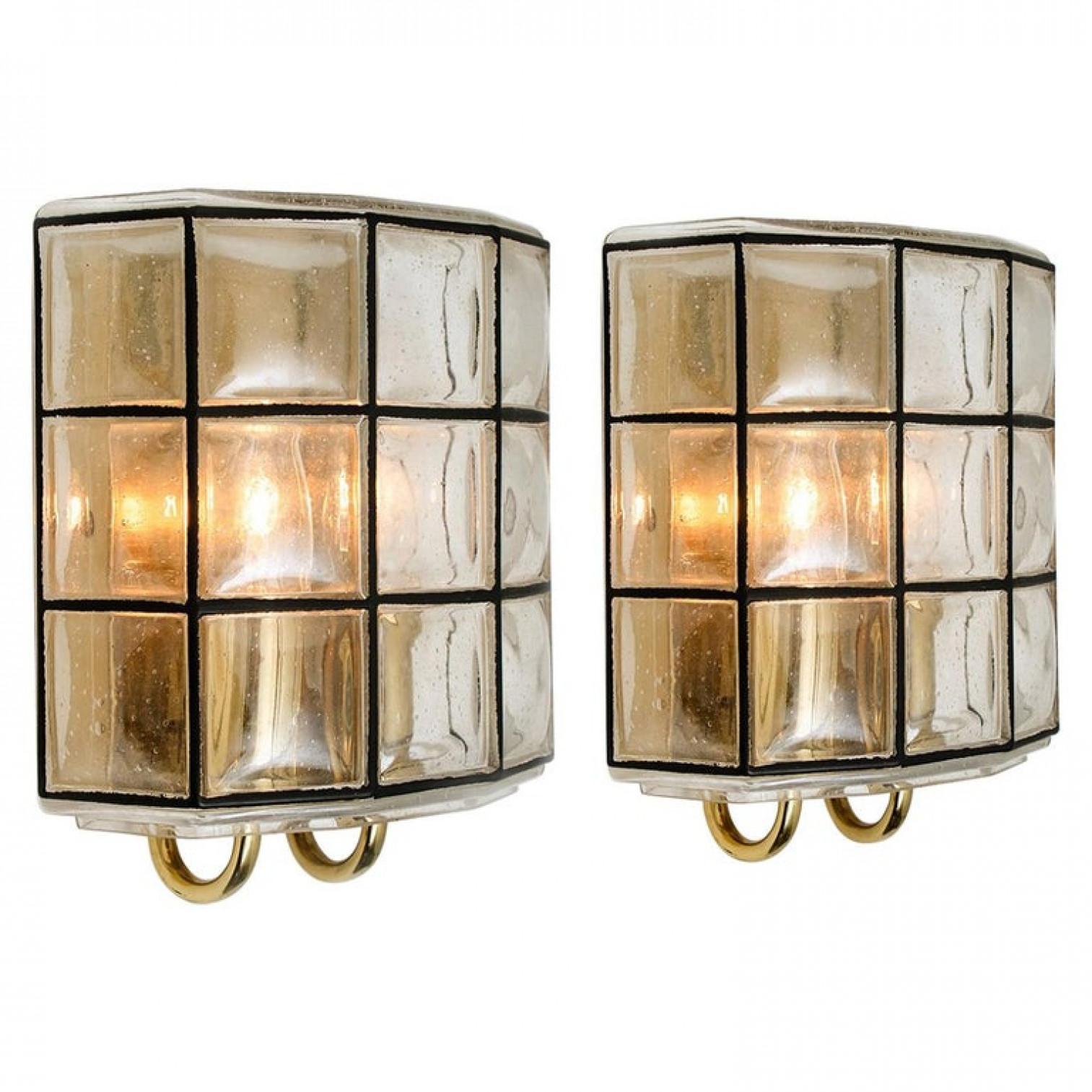 Mid-Century Modern 1 of the 4 of Iron and Bubble Glass Sconces Wall Lamps by Limburg Germany, 1960 For Sale