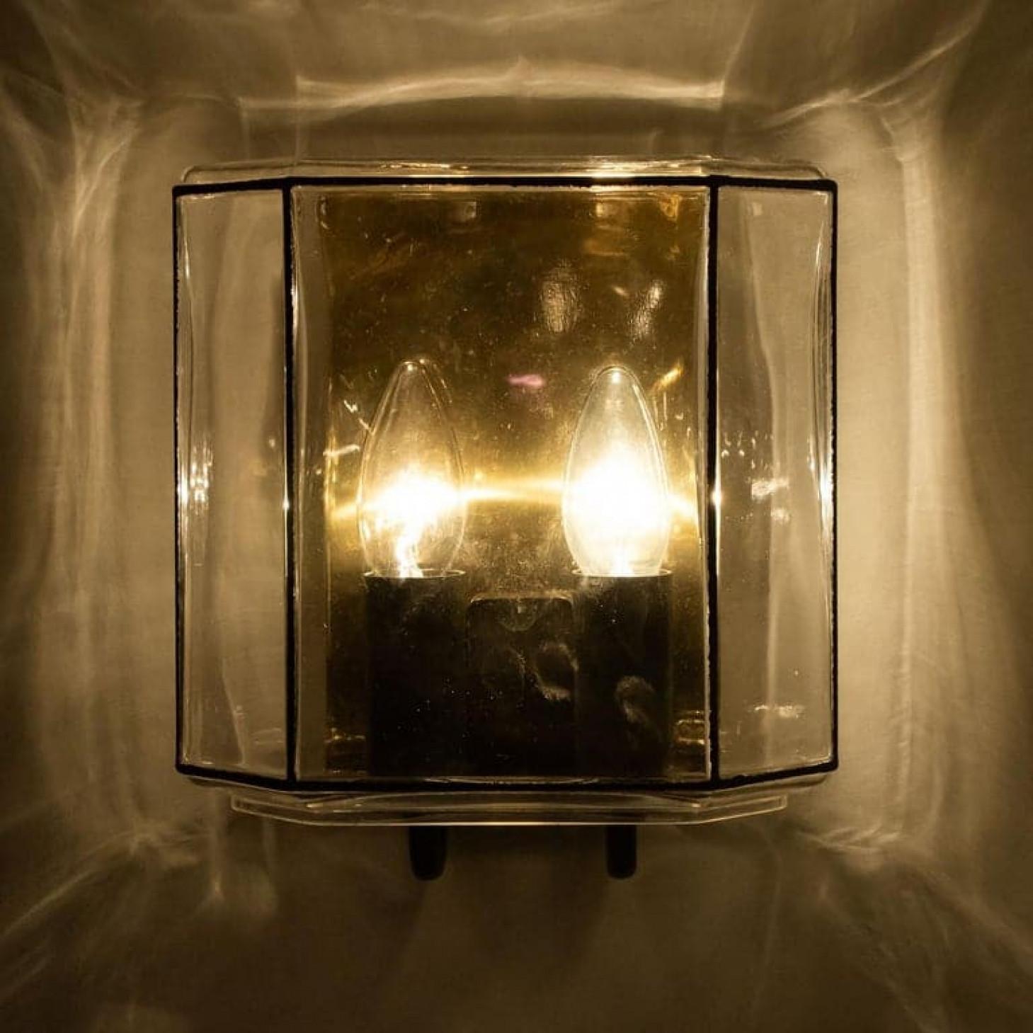 Mid-Century Modern 1 of the 4 of Iron and Bubble Glass Sconces Wall Lamps by Limburg, Germany, 1960 For Sale