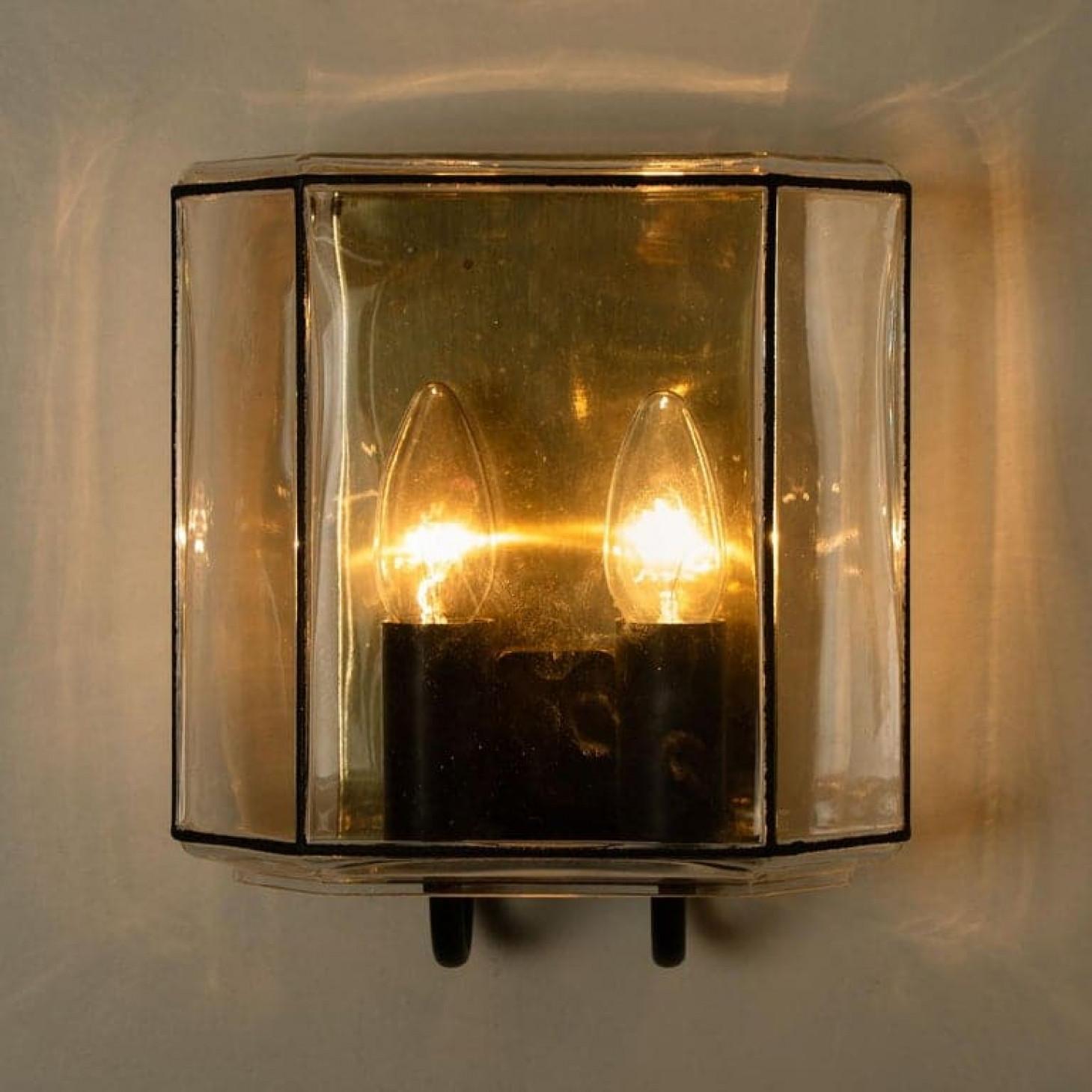 1 of the 4 of Iron and Bubble Glass Sconces Wall Lamps by Limburg, Germany, 1960 In Good Condition For Sale In Rijssen, NL