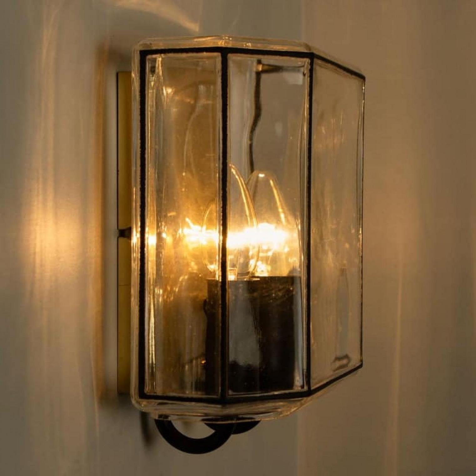 20th Century 1 of the 4 of Iron and Bubble Glass Sconces Wall Lamps by Limburg, Germany, 1960 For Sale