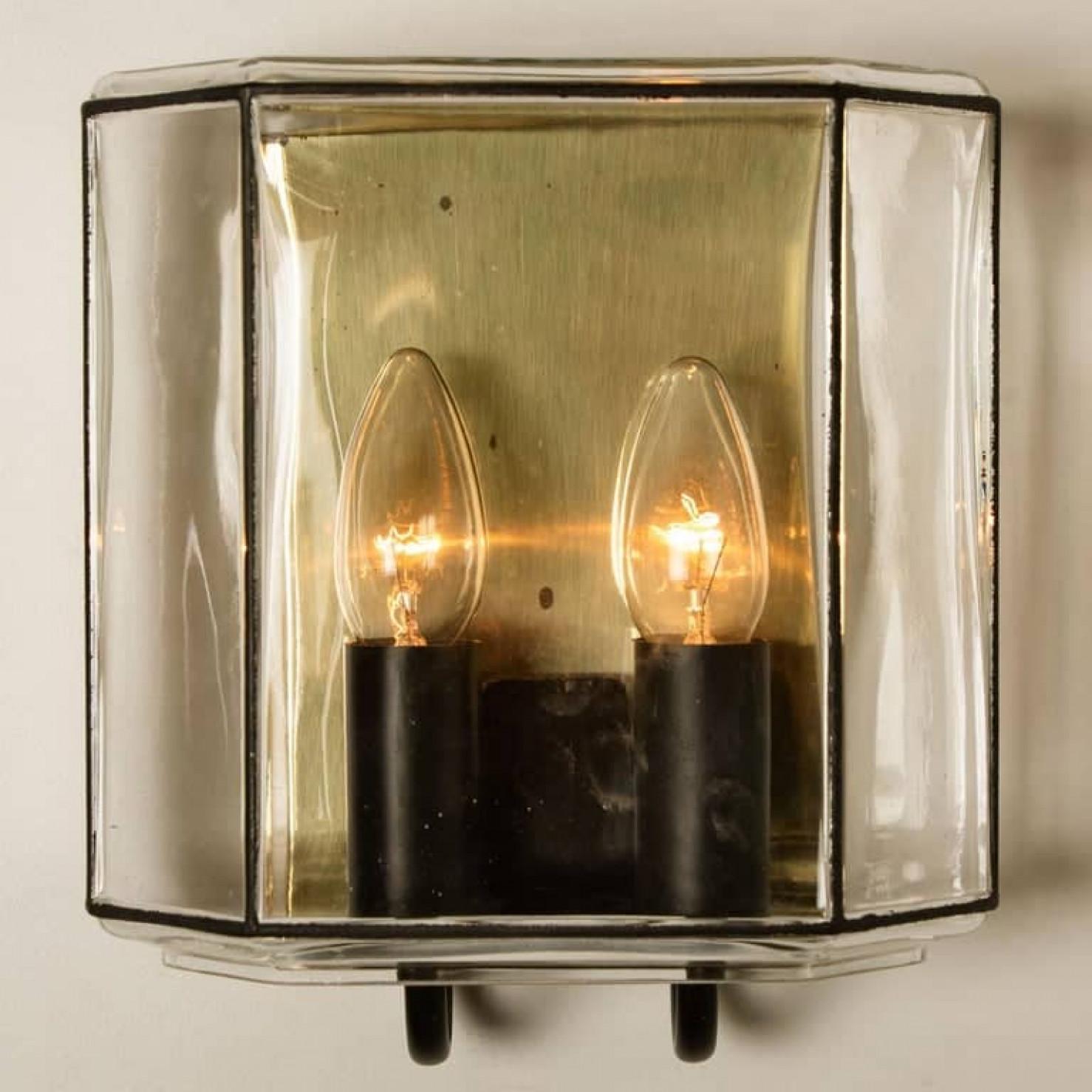 Brass 1 of the 4 of Iron and Bubble Glass Sconces Wall Lamps by Limburg, Germany, 1960 For Sale