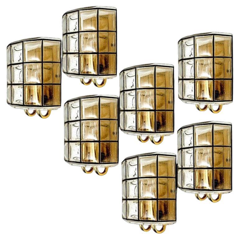 1 of the 4 of Iron and Bubble Glass Sconces Wall Lamps by Limburg Germany, 1960 For Sale