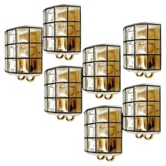 Vintage 1 of the 4 of Iron and Bubble Glass Sconces Wall Lamps by Limburg Germany, 1960