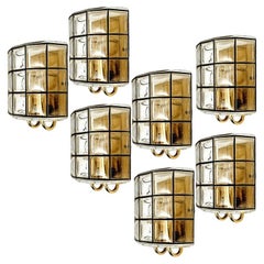 1 of the 4 of Iron and Bubble Glass Sconces Wall Lamps by Limburg Germany, 1960