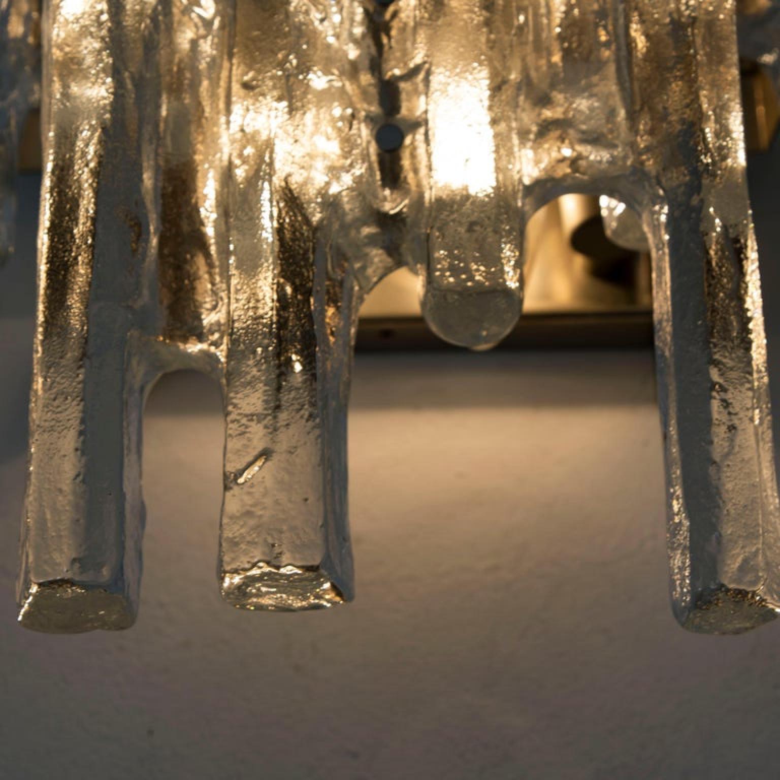 1 of the 4 of Kalmar Ice Glass Wall Sconces by J.T. Kalmar, Austria, 1970s For Sale 4