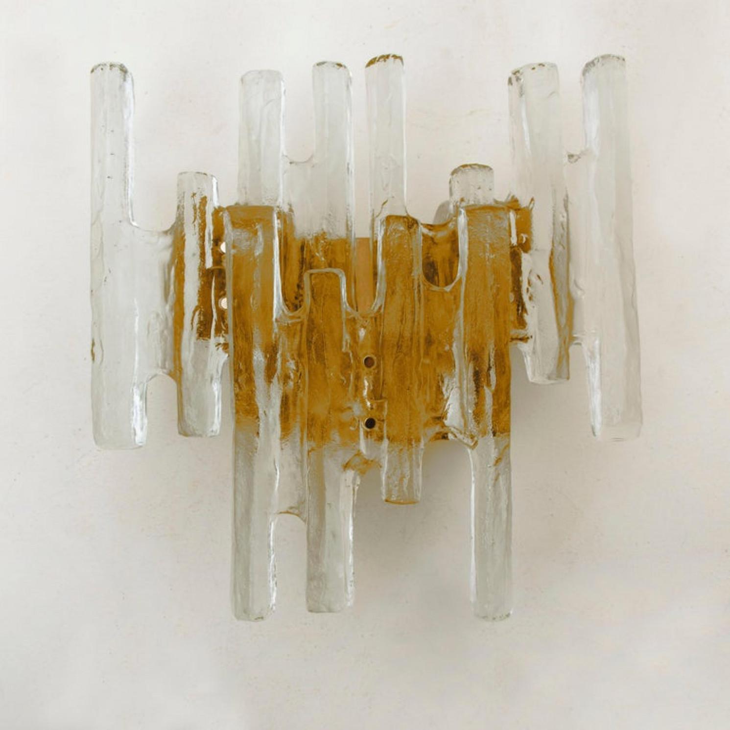 1 of the 4 of Kalmar Ice Glass Wall Sconces by J.T. Kalmar, Austria, 1970s For Sale 5