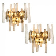 1 of the 4 of Kalmar Ice Glass Wall Sconces by J.T. Kalmar, Austria, 1970s