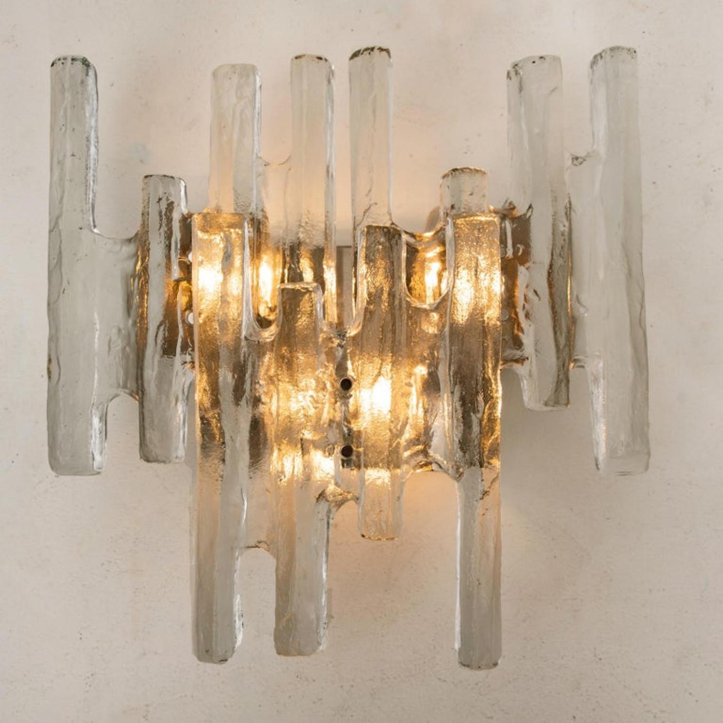 Other 1 of the 4 of Kalmar Ice Glass Wall Sconces by J.T. Kalmar, Austria, 1970s For Sale
