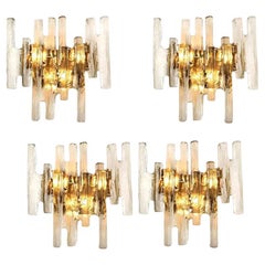1 of the 4 of Kalmar Ice Glass Wall Sconces by J.T. Kalmar, Austria, 1970s