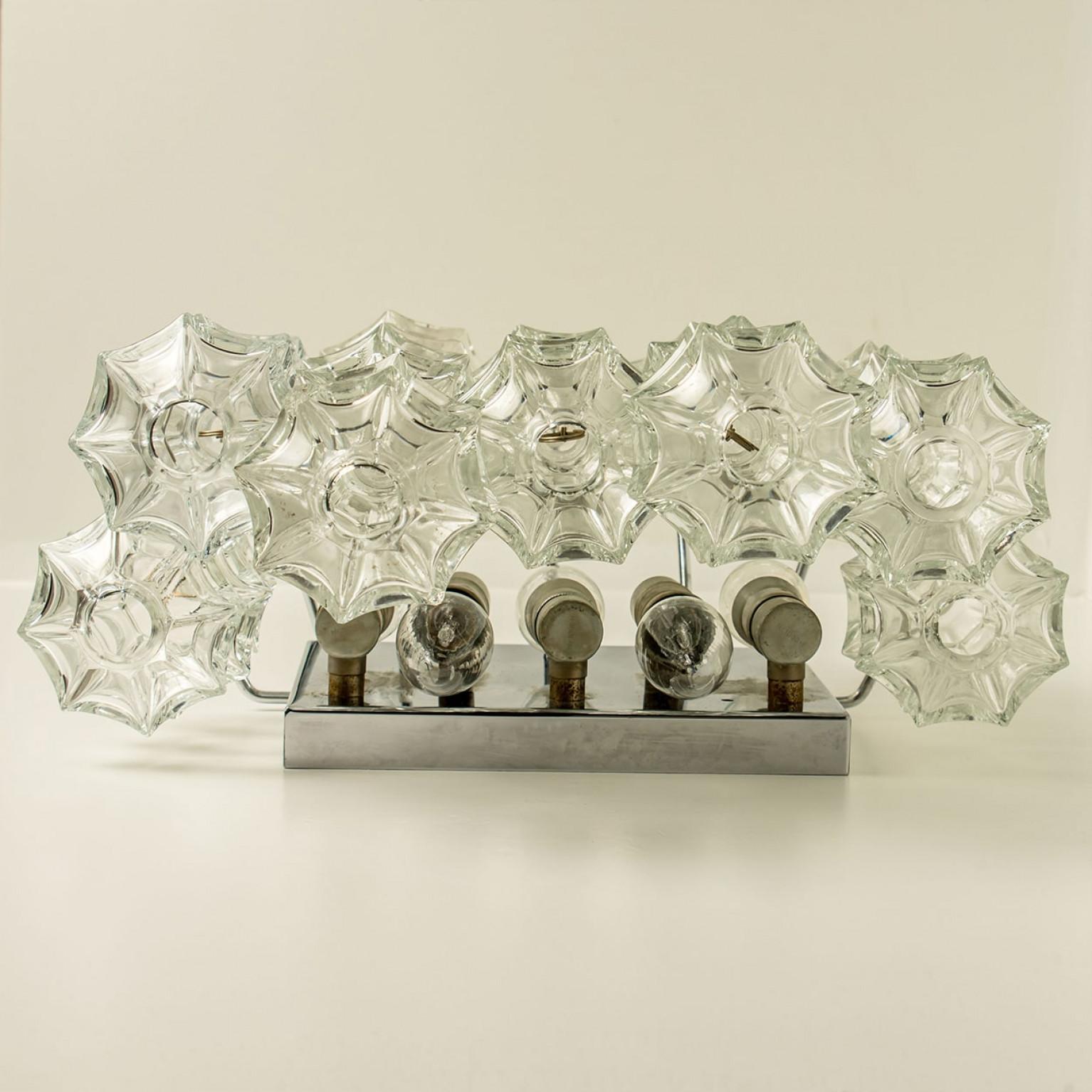 1 of the 4 Pagoda Chrome and Glass Sconces Wall Lights by Kalmar, Vienna 1969 For Sale 6