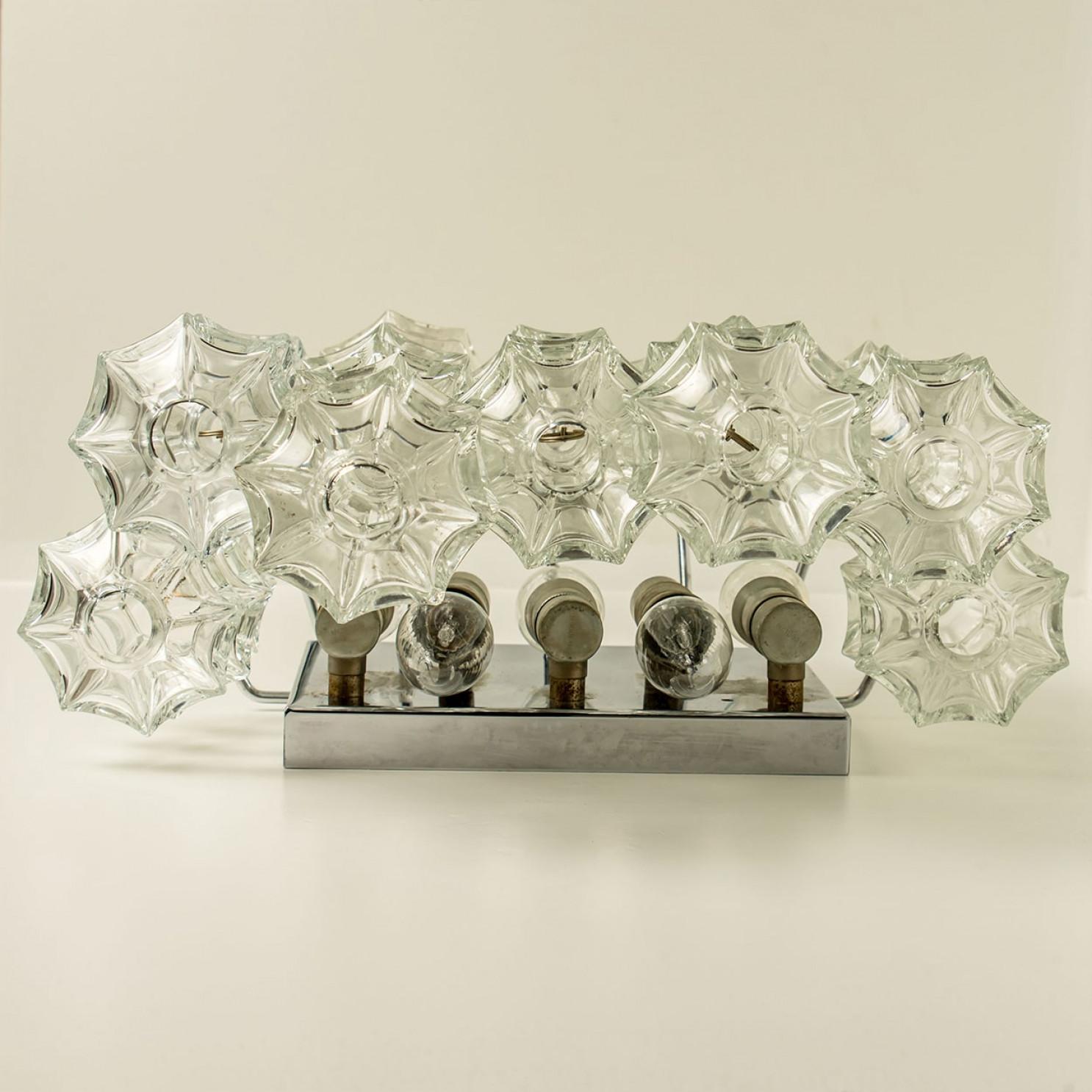 1 of the 4 Pagoda Chrome and Glass Sconces Wall Lights by Kalmar, Vienna 1969 For Sale 6