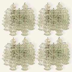 1 of the 4 Pagoda Chrome and Glass Sconces Wall Lights by Kalmar, Vienna 1969