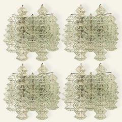 1 of the 4 Pagoda Chrome and Glass Sconces Wall Lights by Kalmar, Vienna 1969